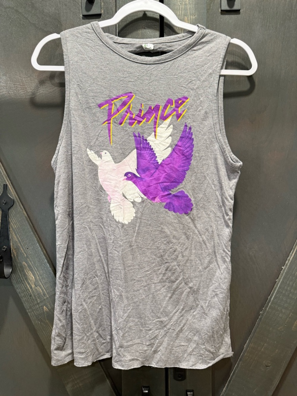 Prince Gray Muscle Tee with Purple and White Doves